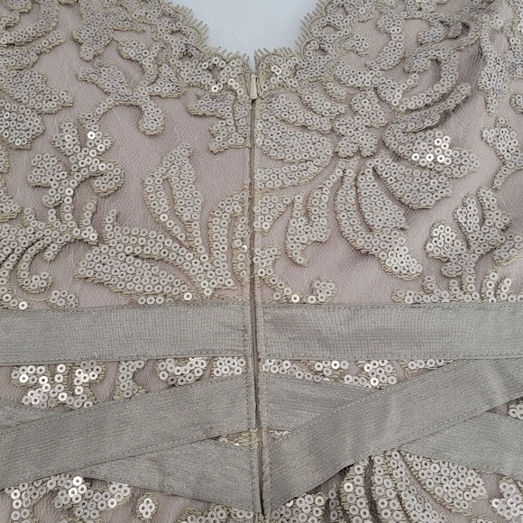 Tadashi Shoji Cocktail Sheath Bodycon Shiny Sequin Smokey Lt. Brown Dress Size 8 - Picture 9 of 15